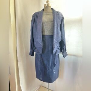 Vintage Berman’s blue leather jacket and skirt set